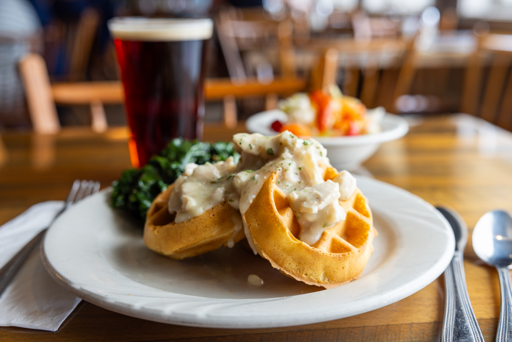 Chicken and Waffles a heritage dish at Miller's Smorgasbord in Lancaster County PA